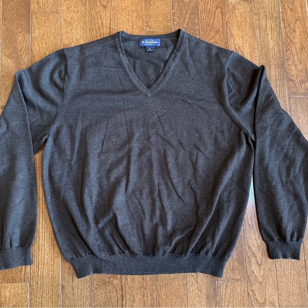Brooks Brothers Dark Brown V-Neck Sweater